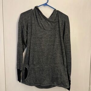 Athleta medium hoodie sweater grey black hooded long sleeve pocket
